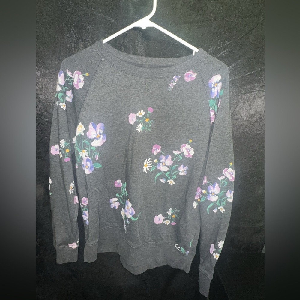 Old Navy Gray Floral Sweatshirt